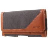 Case Metal Belt Clip Horizontal New Design Textile and Leather for Oppo Reno2 (2019) - Gray/Brown