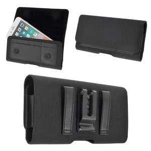 New Design Case Metal Belt Clip Horizontal Textile and Leather for Xiaomi Mi A3 (2019) - Black