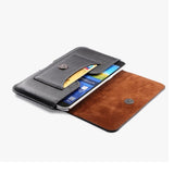 New Design Leather Horizontal Belt Case with Card Holder for Pluzz PL5016 (2019) - Black