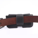 New Design Leather Horizontal Belt Case with Card Holder for BLU V7 (2019) - Black