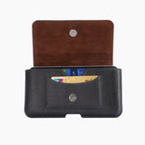 New Design Leather Horizontal Belt Case with Card Holder for ITEL P33 (2019) - Black