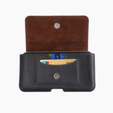 New Design Leather Horizontal Belt Case with Card Holder for BLU V5 (2019) - Black