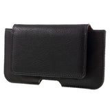 Leather Horizontal Belt Clip Case with Card Holder for teXet TM-214 - Black
