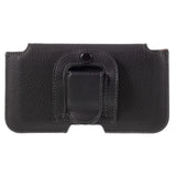 Leather Horizontal Belt Clip Case with Card Holder for Karbonn Aura Sleek 4G VoLTE - Black