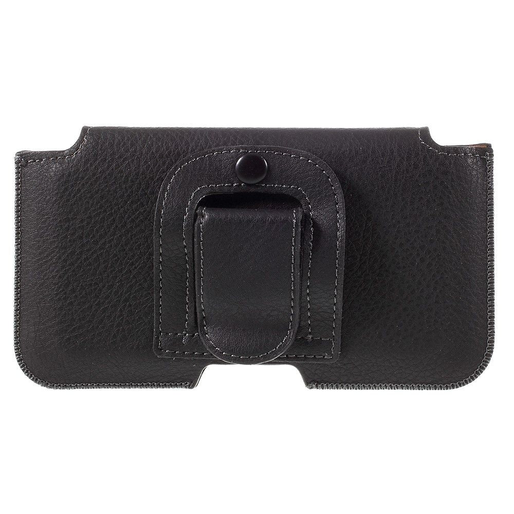 Leather Horizontal Belt Clip Case with Card Holder for HTC Panache - Black