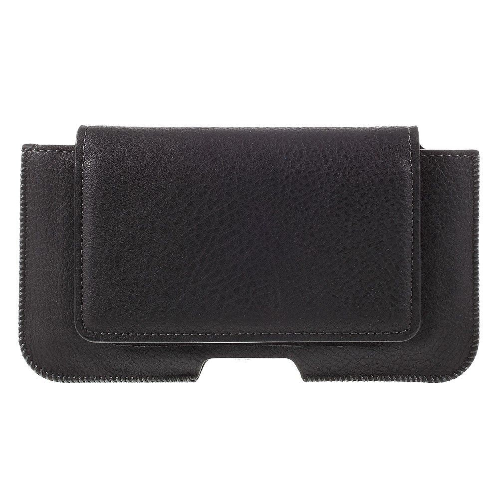 Leather Horizontal Belt Clip Case with Card Holder for Walton Primo H8 (2019) - Black