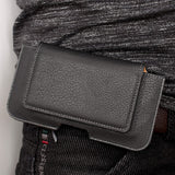 Leather Horizontal Belt Clip Case with Card Holder for Fujitsu Arrows ES IS12F - Black