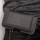 Leather Horizontal Belt Clip Case with Card Holder for i-mobile i-STYLE Q2 DUO - Black