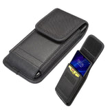 Belt Case Cover Vertical with Card Holder Leather & Nylon for Vodafone Smart V10 (2019) - Black