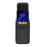 Belt Case Cover Vertical with Card Holder Leather & Nylon for Archos 50b Neon - Black