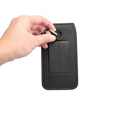 Belt Case Cover Vertical with Card Holder Leather & Nylon for Telefunken Diamond TD1 - Black