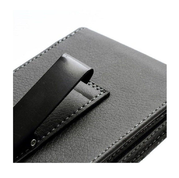 Leather Flip Belt Clip Metal Case Holster Vertical for Motorola One Zoom (2019) - Black