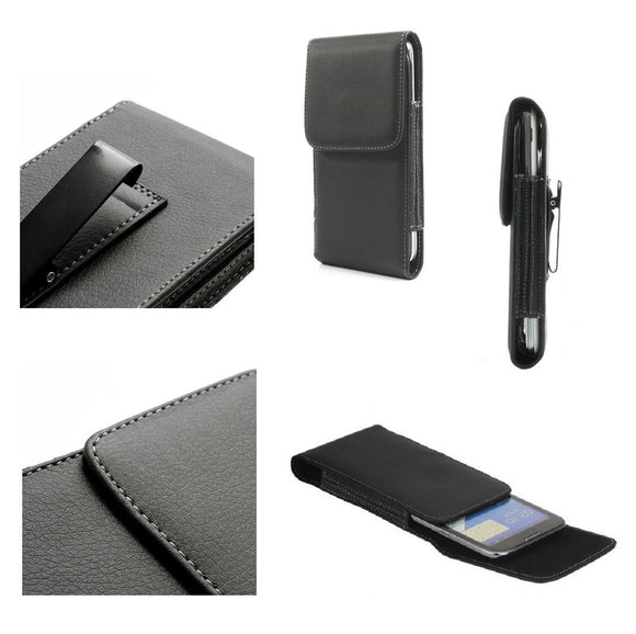Leather Flip Belt Clip Metal Case Holster Vertical for BBK Vivo Y30 (2020) 