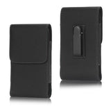 Leather Flip Belt Clip Metal Case Holster Vertical for Lenovo K10 Note (2019) - Black