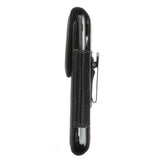 Leather Flip Belt Clip Metal Case Holster Vertical for Hisense Infinity H40 Rock - Black