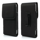 Leather Flip Belt Clip Metal Case Holster Vertical for Assistant AS-401L Asper (2019) - Black