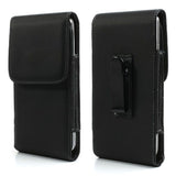 Leather Flip Belt Clip Metal Case Holster Vertical for LG Q9 One (2019) - Black
