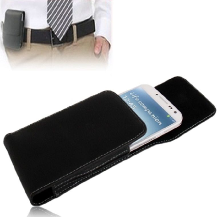 Leather Flip Belt Clip Metal Case Holster Vertical for Xgody XR (2019) - Black