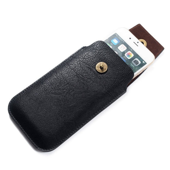 New Design Leather Cover Vertical Belt Case with Magnetic Closure for BLU V5 (2019) - Black