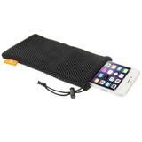 Universal Nylon Mesh Pouch Bag with Chain and Loop Closure compatible with Motorola G8 Power Lite - Black