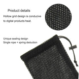Universal Nylon Mesh Pouch Bag with Chain and Loop Closure compatible with Tecno Spark 4 Lite (2019) - Black