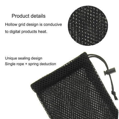 Universal Nylon Mesh Pouch Bag with Chain and Loop Closure compatible with Coolpad Legacy S (2019) - Black