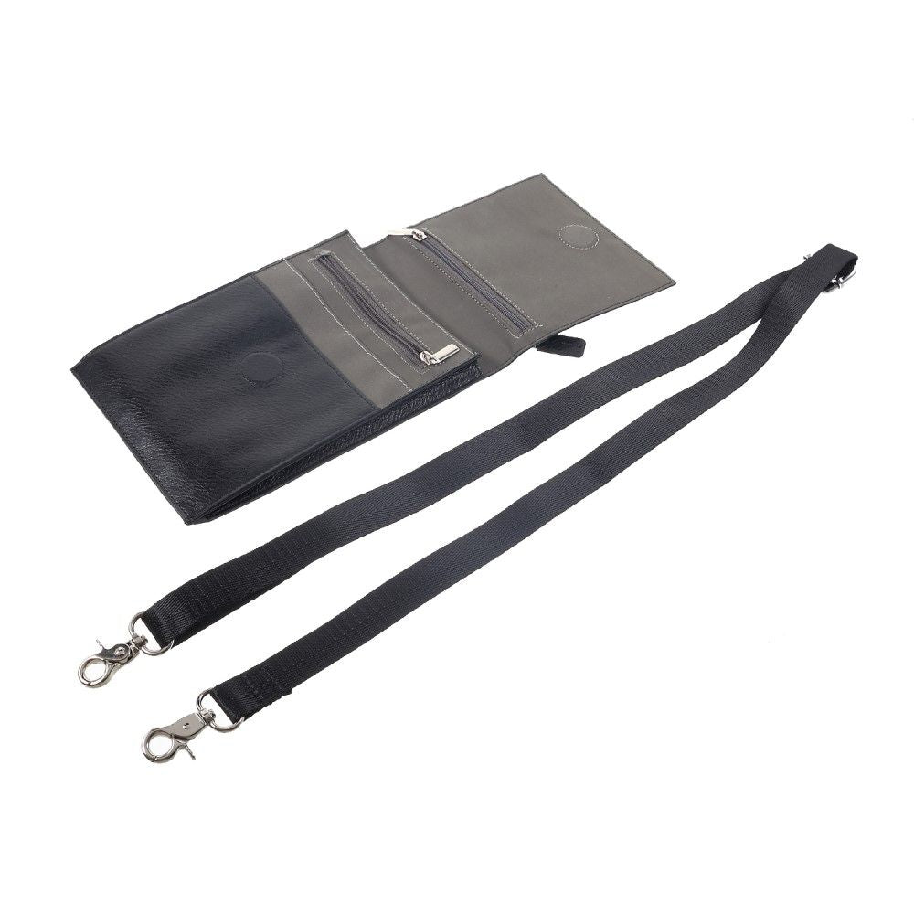 Case Pocket Shoulder Bag with Lanyard for Tablet and Smartphone with Magnetic Closure and Zippers for CUBOT X19S (2019) - Black