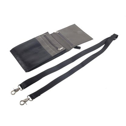 Case Pocket Shoulder Bag with Lanyard for Tablet and Smartphone with Magnetic Closure and Zippers for CUBOT X19S (2019) - Black