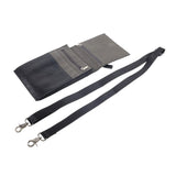 Case Pocket Shoulder Bag with Lanyard for Tablet and Smartphone with Magnetic Closure and Zippers for LG Folder 2 - Black