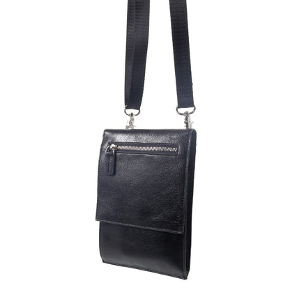 Case Pocket Shoulder Bag with Lanyard for Tablet and Smartphone with Magnetic Closure and Zippers for CUBOT X19S (2019) - Black