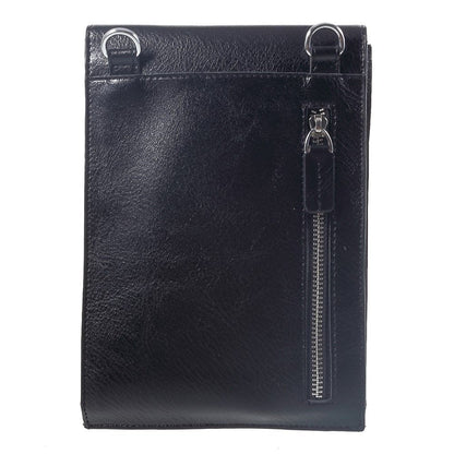 Case Pocket Shoulder Bag with Lanyard for Tablet and Smartphone with Magnetic Closure and Zippers for LG Folder 2 - Black