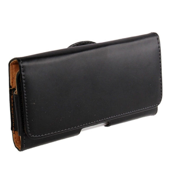 Case belt clip synthetic leather horizontal smooth for ALCATEL 1 [5.0-INCH] (2019) - Black