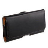 Case Holster belt clip smooth synthetic leather horizontal for Leagoo Power 5 - Black