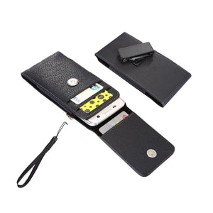 Magnetic leather Holster Card Holder Case belt Clip Rotary 360 for BLU VIVO XI+ (2018) - Black