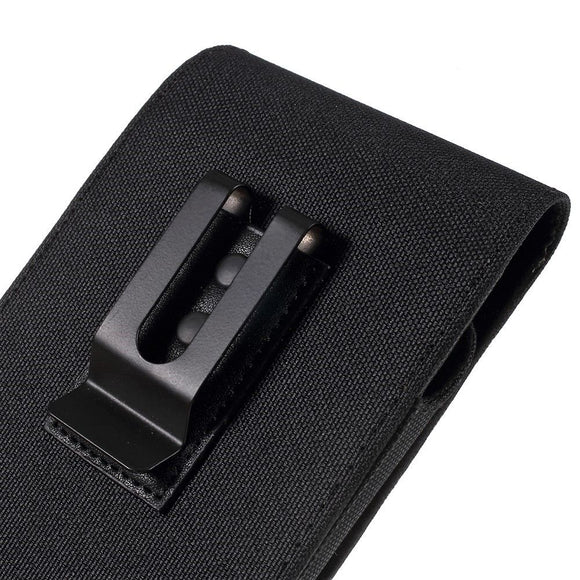New Design Case Metal Belt Clip Vertical Textile and Leather for Walton Primo R5+ (2019) - Black
