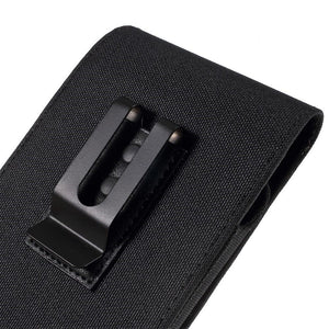 New Design Case Metal Belt Clip Vertical Textile and Leather for Fujitsu Arrows Be3 F-02L (2019) - Black