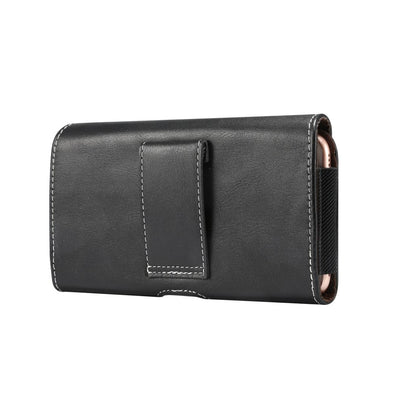 New Design Horizontal Leather Holster with Belt Loop for Pluzz PL5016 (2019) - Black