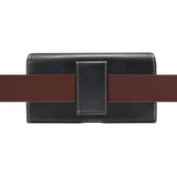 New Design Horizontal Leather Holster with Belt Loop for Panasonic Eluga Tapp - Black