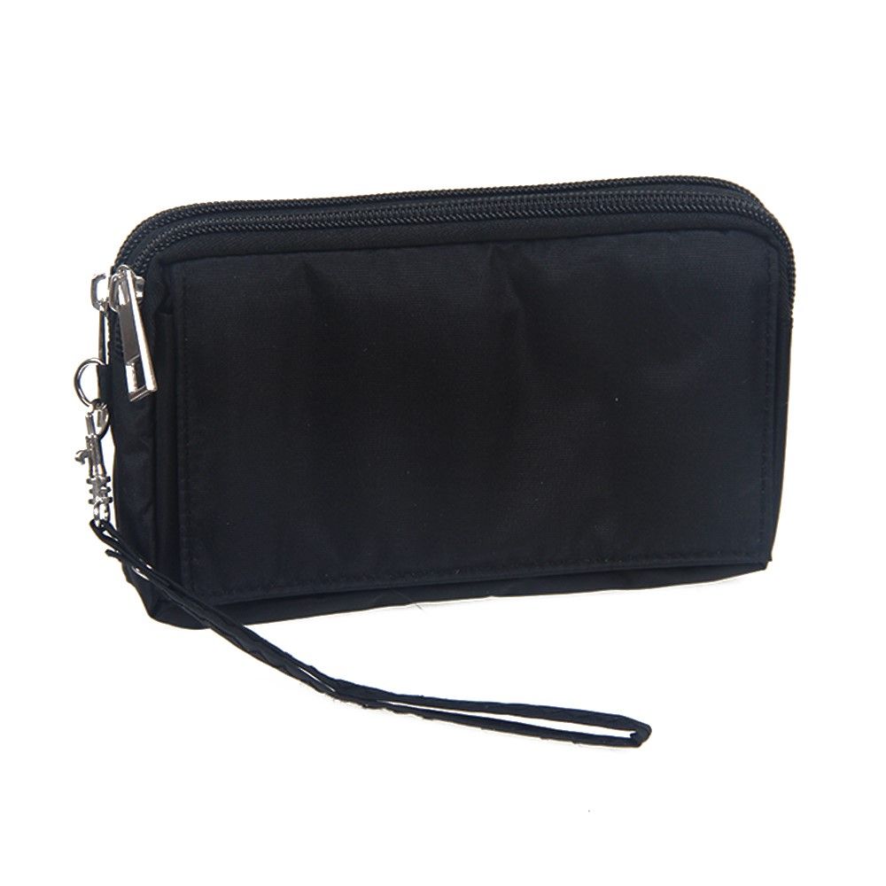 Multipurpose Horizontal Belt Case with Zip Closure and Hand Strap for Huawei Y5 (2019) - Black (15.5 x 8.5 x 2 cm)