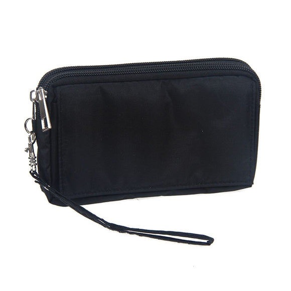 Multipurpose Horizontal Belt Case with Zip Closure and Hand Strap for Inoi kPhone (2019) - Black (15.5 x 8.5 x 2 cm)