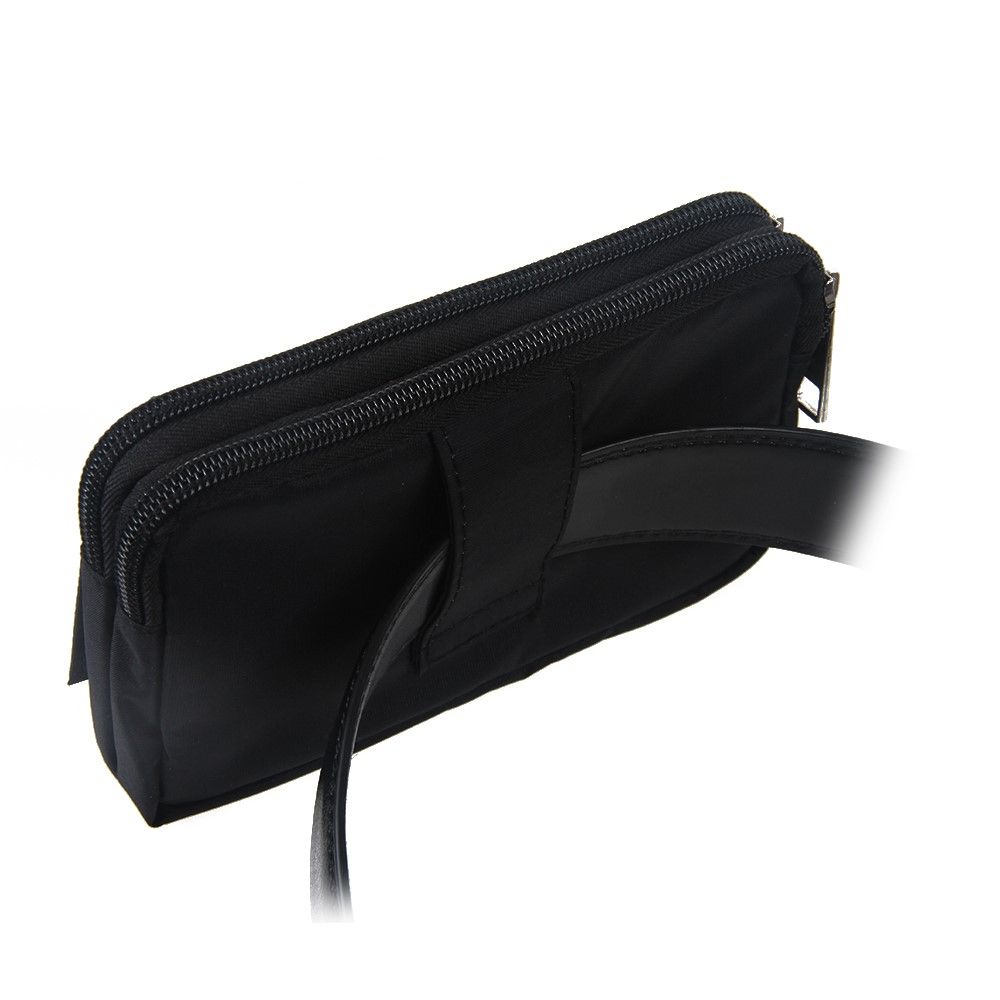 Multipurpose Horizontal Belt Case with Zip Closure and Hand Strap for PANASONIC ELUGA RAY 800 (2019) - Black (15.5 x 8.5 x 2 cm)