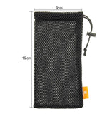 Universal Nylon Mesh Pouch Bag with Chain and Loop Closure compatible with BQ Mobile BQ-6042L Magic E (2020) - Black
