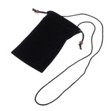 Case Cover Soft Cloth Flannel Carry Bag with Chain and Loop Closure for Tecno Mobile Phantom AIII / Phantom A3 - Black