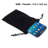 Case Cover Soft Cloth Flannel Carry Bag with Chain and Loop Closure for Tecno Camon i - Black