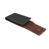 New Design Vertical Leather Holster with Belt Loop for Bush Mobile Eluma Windows Mobile - Black