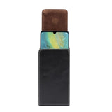 New Design Vertical Leather Holster with Belt Loop for Micromax Evok - Black