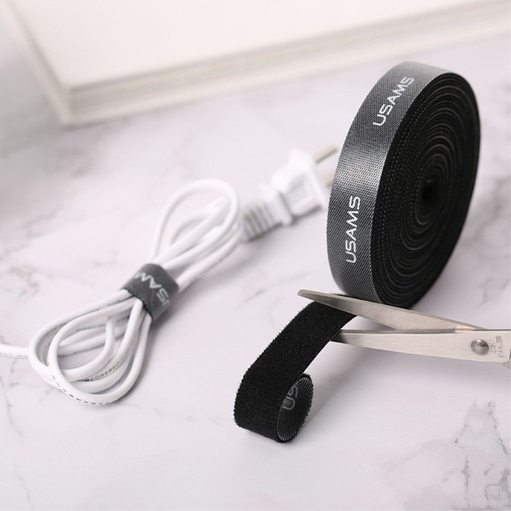 Magic Sticker Fastener Tape Nylon Cable Organizer, Size: 20 mm x 1 m for BQ Mobile BQ-6022G Aura (2019) - Black