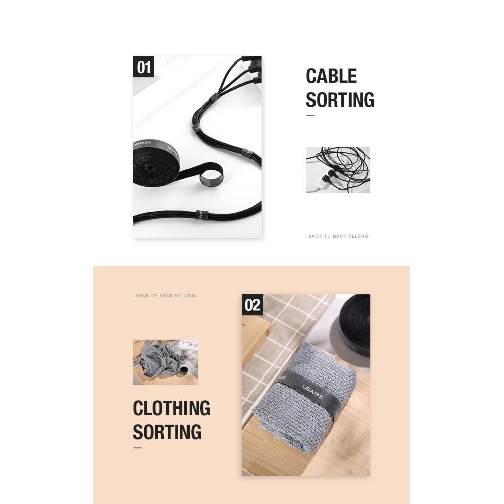 Magic Sticker Fastener Tape Nylon Cable Organizer, Size: 20 mm x 1 m for OnePlus 7 Pro 5G (2019) - Black