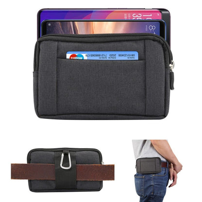 Multipurpose Horizontal Belt Case 2 Compartments Zipper for vivo Y30 (2020)