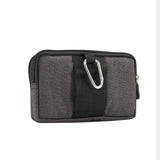 Multipurpose Horizontal Belt Case 2 Compartments Zipper for Tecno Camon i 4 (2019) - Black (16.5 x 9 x 2 cm)